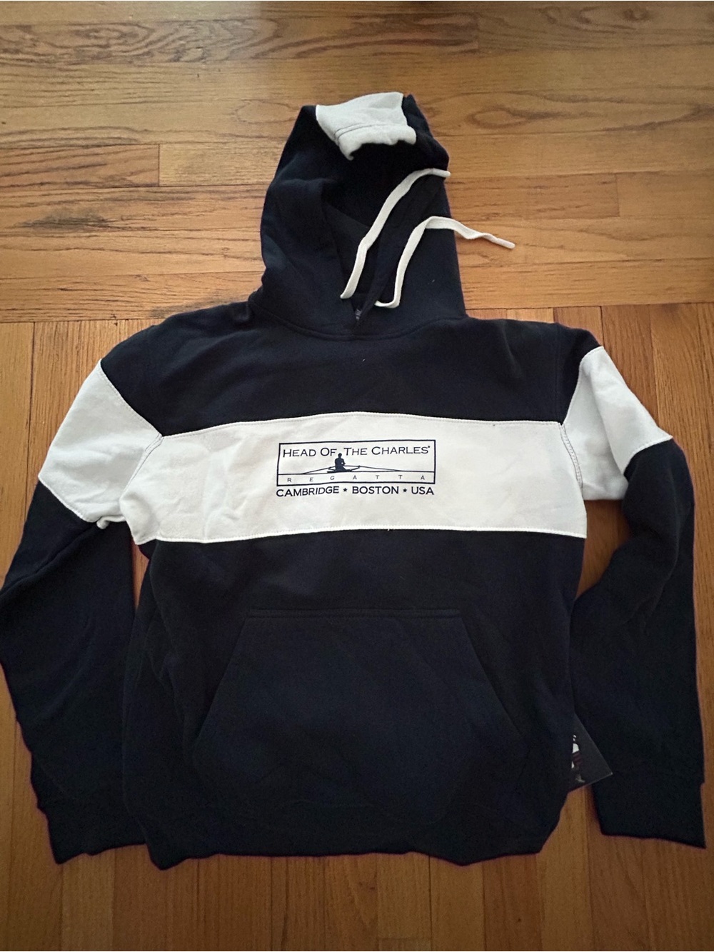 Head Of The Charles Navy & White Hooded Sweatshirt